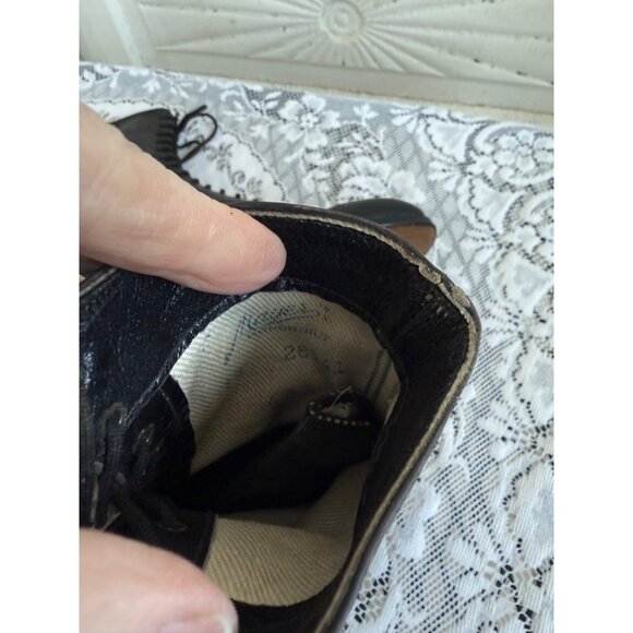 Antique 1910s Edwardian Womens Black Leather High Lace Up Boots sz-4-5 - Picture 4 of 16